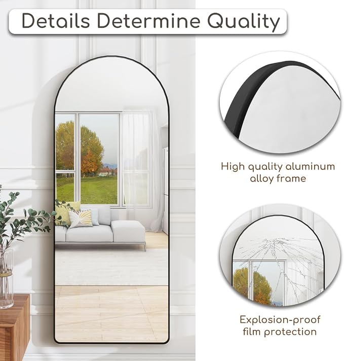 Degfig Arched Full Length Mirror, Full Body Mirrors - Image 7