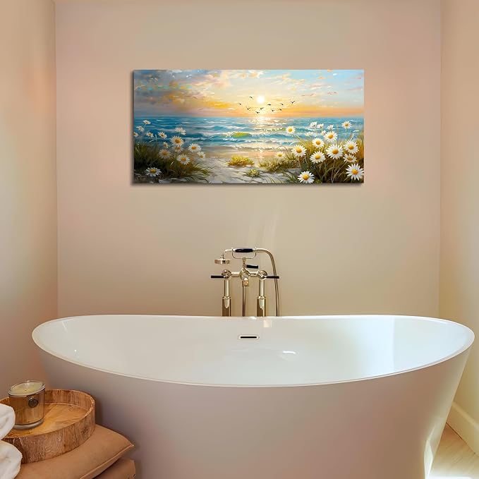 SERIMINO Large Canvas Wall Art Prints, Ocean Sunset Landscape Canvas Prints - Image 4