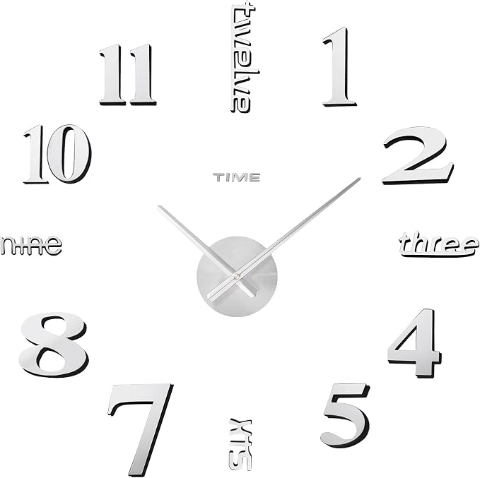 AILILIFE 20-28 Inch DIY Wall Clock 3D Frameless Silent Non-Ticking, Modern by AILILIFE
