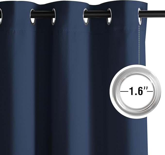 NICETOWN Room Darkening Draperies Curtains Panels, 2 Panels Navy Blue W52 x L84 - Image 3