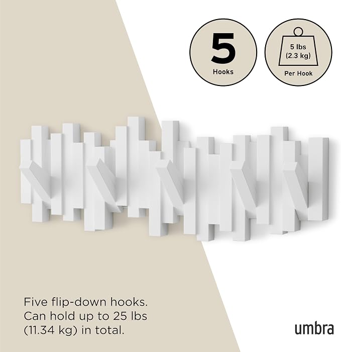 Umbra Sticks Wall-Mounted Coat Rack Rail Hook - Image 5