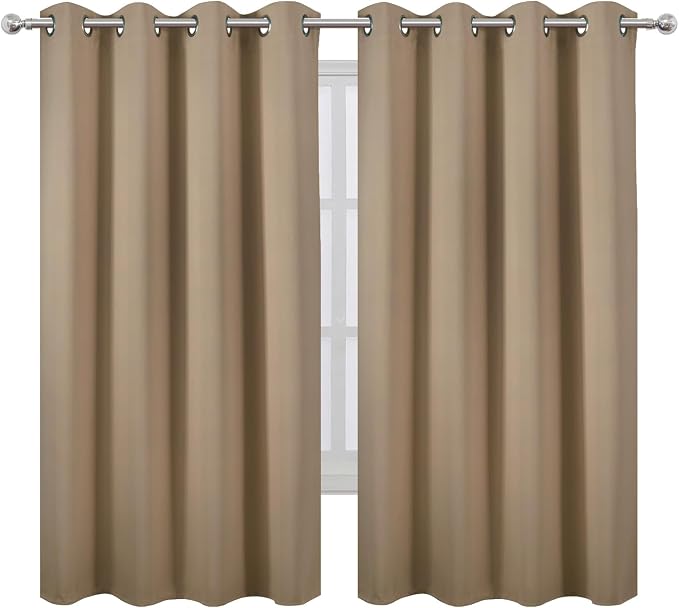 LEMOMO Natural Blackout Curtains 52 x 63 Inch Length/Set of 2 Curtain - Image 2