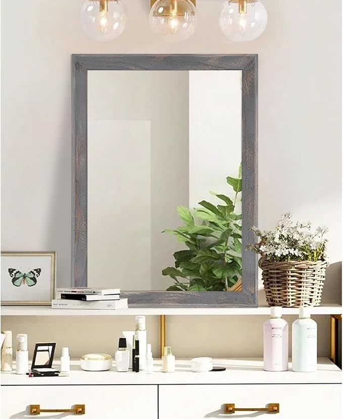 AAZZKANG Wooden Mirror Rectangle Rustic Mirrors - Image 4