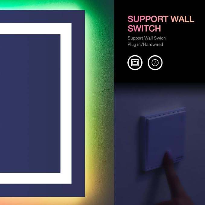 LOAAO 60”X30“ RGB LED Bathroom Mirror - Image 6