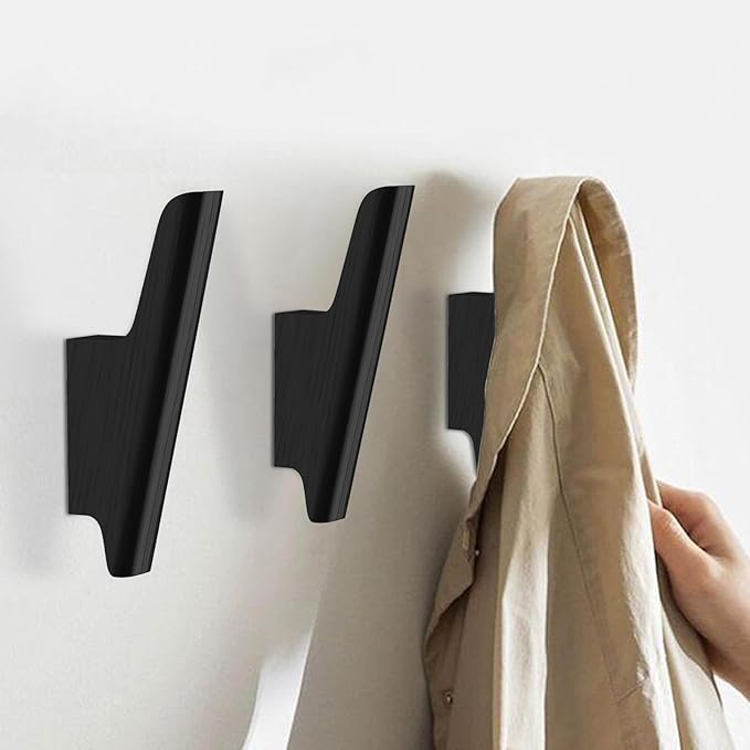 Wood Wall Hooks 4 Pack Coat Hooks Wall Mount Black Wooden Hooks - Image 2