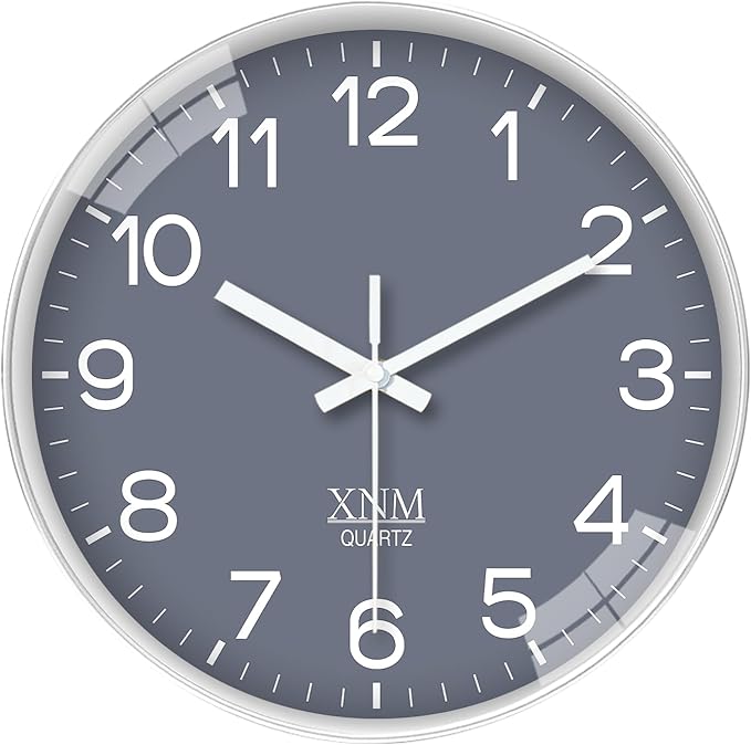 XNM 12 Inch Grey Modern Minimalist Wall Clocks Battery Operated Silent Non by XNMwallclock