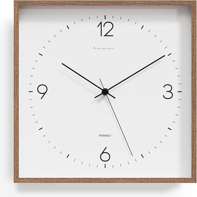 mooas Wooden Frame Flatwood Wall Clock by mooas