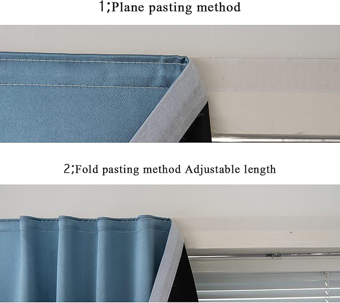 AJAZZ 100% Black Out Curtains Adhesive Blackout Temporary Curtain Rod No - Image 6