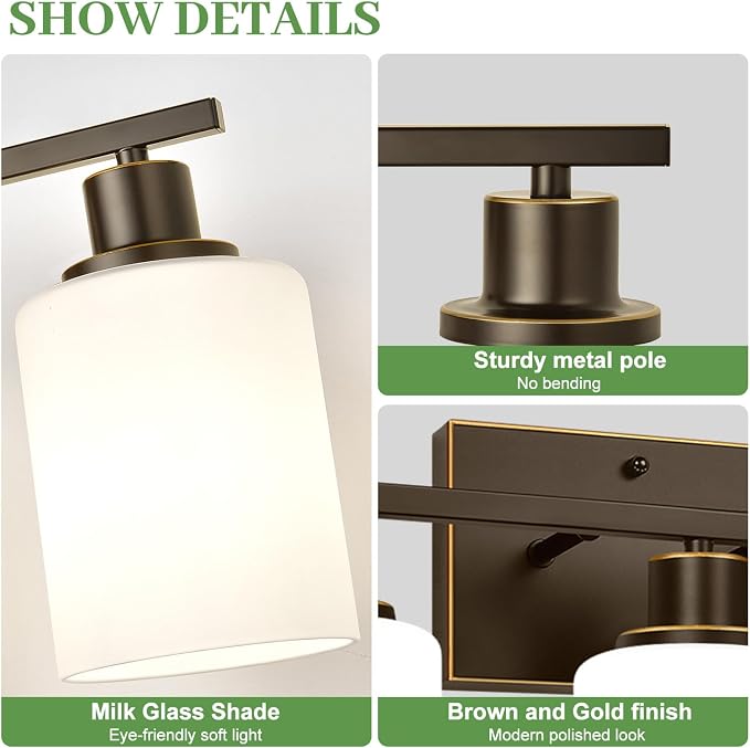 3-Light Bathroom Light Fixtures, Vanity Light - Image 4