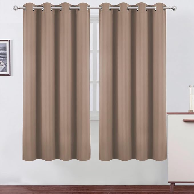 LEMOMO Blackout Curtains 66 x 72 Inch Long Cappuccino Curtains Set of 2 Panels by Lemomo