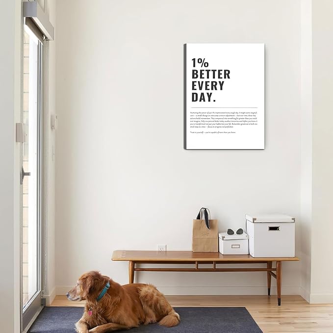 1% Better Every Day Framed Canvas Wall Art Modern Quote Decor 12x16in canvas - Image 6