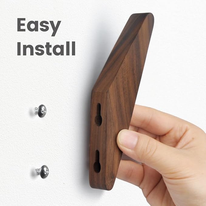 COCOYA 2Pack Wood Hooks Wall Mounted, Minimalist Easy Install Natural Real - Image 3