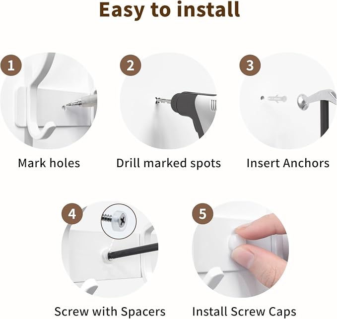 GWAAZXGZ White Coat Rack Wall Mount - Image 7