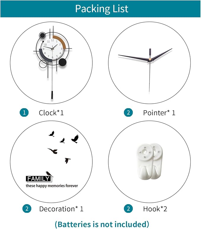 Large Wall Clocks for Living Room Decor Modern Silent Wall Clock Battery - Image 7