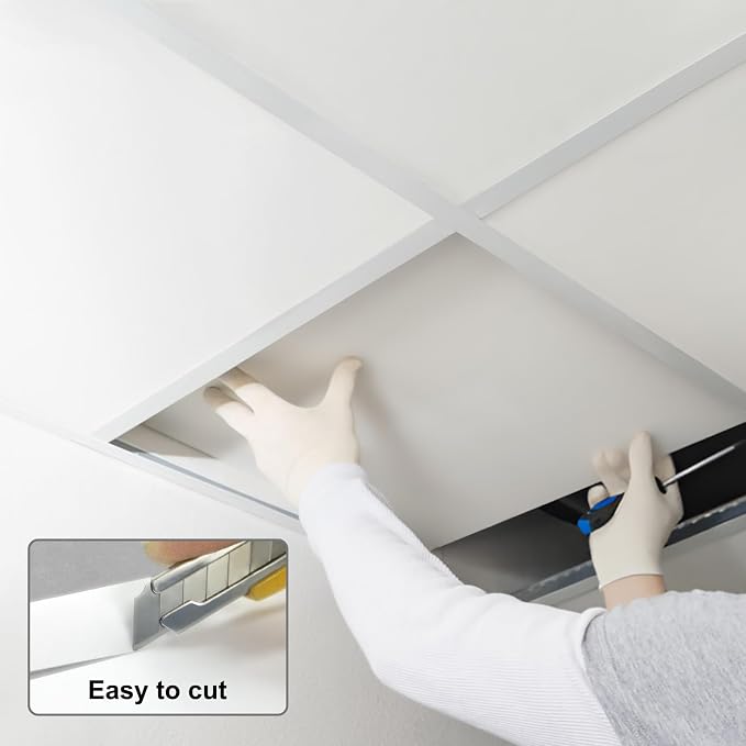 Smooth White Drop Ceiling Tile 2ft x 2ft, Ceiling Panel 24 x 24in – Waterproof - Image 8