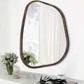 Asymmetrical Mirror Irregular Oval Wall Mirror Modern Wood Frame Unique Shape by HLFMVWE