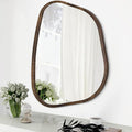 Asymmetrical Accent Mirror for Wall Irregular Oval Wood Frame Modern Unique by HLFMVWE