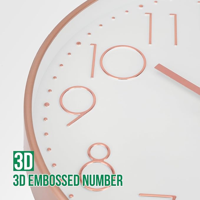 Wall Clock 12 Inch Non-Ticking Silent Modern Simple Style Round Decor Clock - Image 6