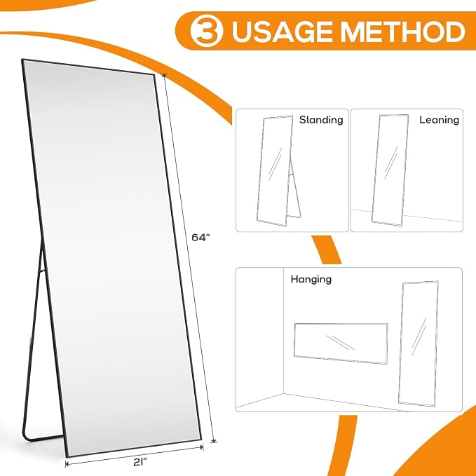 Mirror Full Length, Upgraded 21"x64" Body Wall Mirrors - Image 7