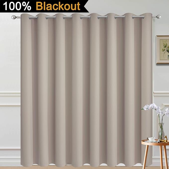 Yakamok Total Blackout Extra Wide Patio Sliding Door Curtains, Grommet Thermal - Image 2