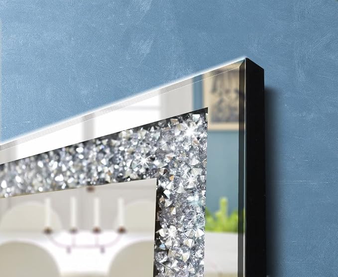 Crystal Crush Diamond Sparkly Square Silver Mirror - Image 3