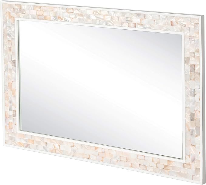 Wall Mounted Mosaic Mirror 30x40 Inch, Natural Mother of Pearl Inlay White - Image 2