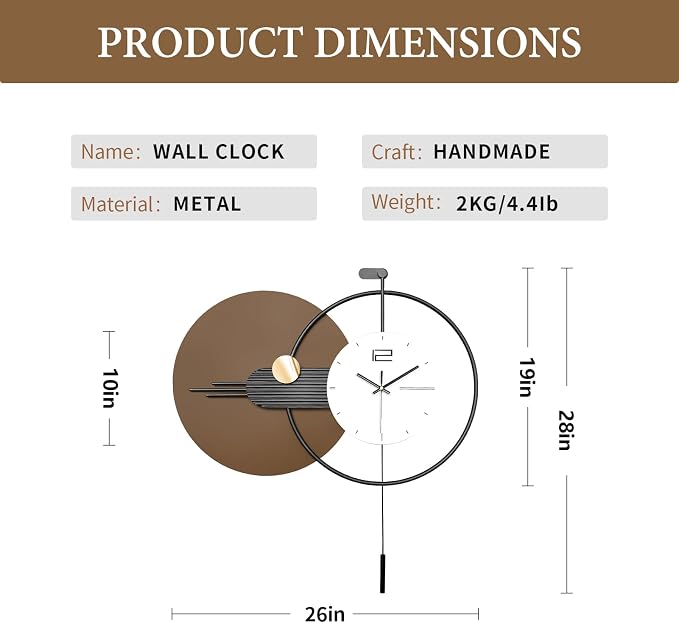 Large Modern Wall Clock for Living Room, Decorative Silent Battery Operated - Image 3