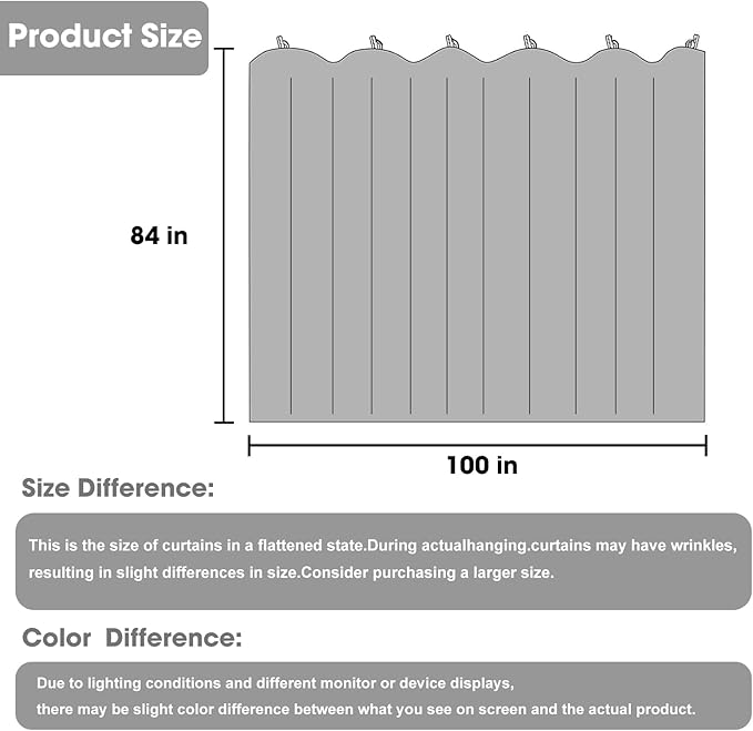 Room Divider Curtains, Noise Reduction, W100 × L84 Inch, 1 Panel - Image 2
