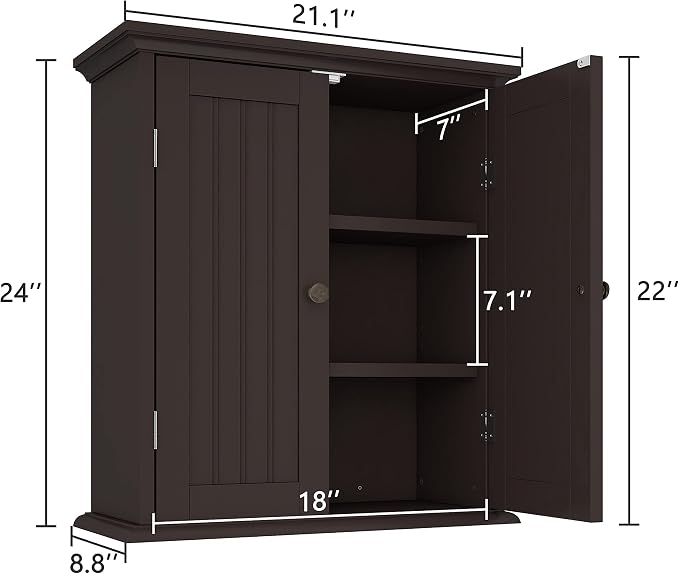 ChooChoo Bathroom Wall Cabinet, Over The Toilet Space Saver Storage Cabinet - Image 3