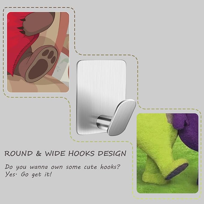 DELITON Adhesive Towel Hooks on Wall: Robe Hooks - Image 3