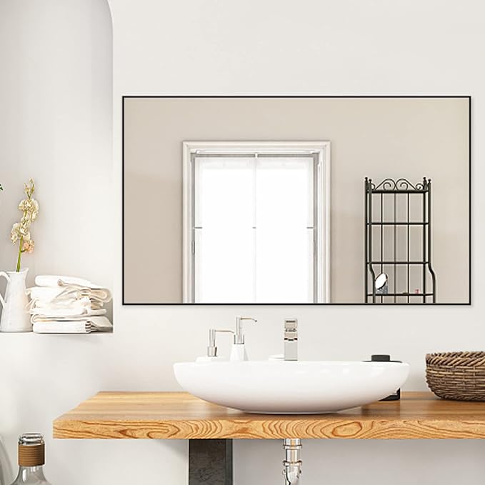 Modern Simple Black Frame 40x24Inch Mirror - Image 9