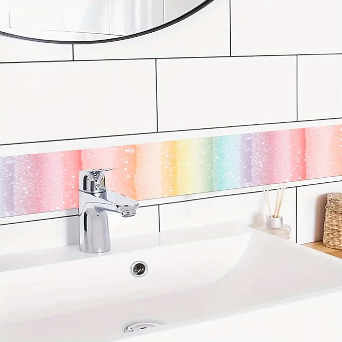 HOMETITUTE Wallpaper Border Peel and Stick Wall Border Rainbow Stripe - Image 2