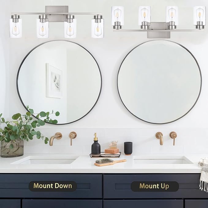 4 Light Bathroom Vanity Light Fixtures, Brush Nickel Modern Wall Lights - Image 7