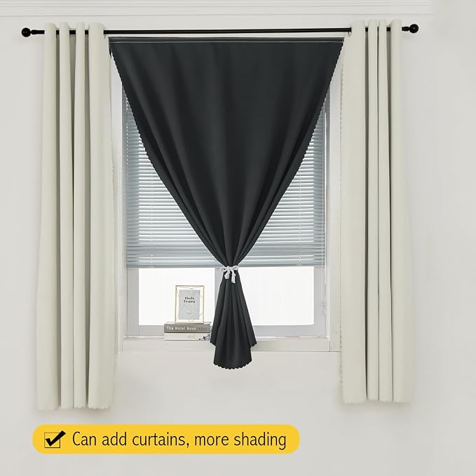 Thermal Blackout Curtains with Self-Adhesive Tape, No Rod No Drill Easy Install - Image 8