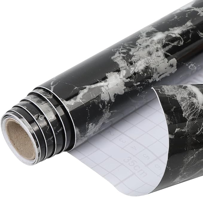 Arthome Black Marble Contact Paper, Peel and Stick Black Paper, Self Adhesive by ArthomeWALLDECOR