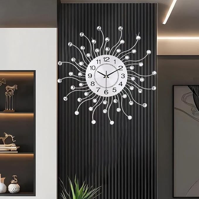 Large Wall Clock for Living Room Decor, Quiet Metal Quartz Clocks Modern Dial by SINMI