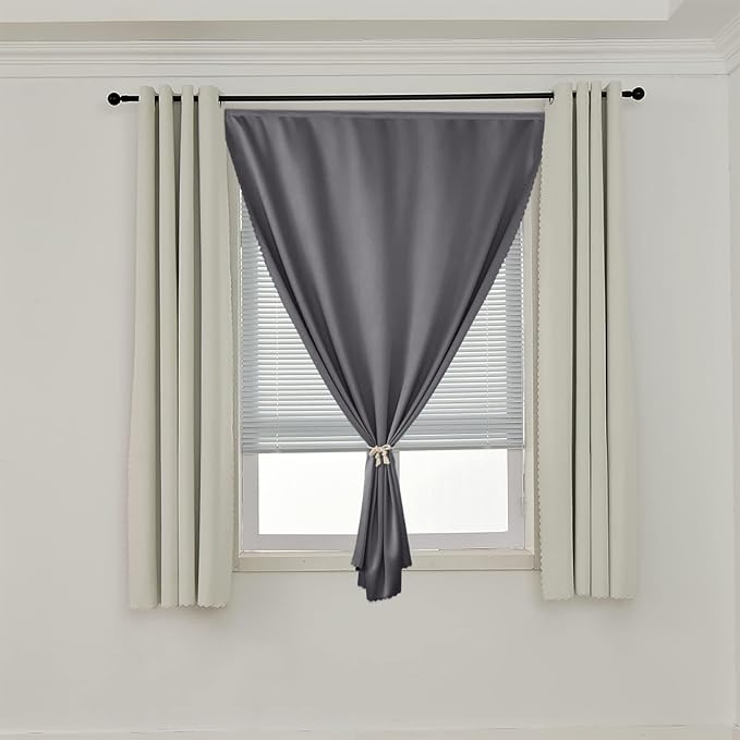 AJAZZ 100% Black Out Curtains Adhesive Blackout Temporary Curtain Rod No - Image 7