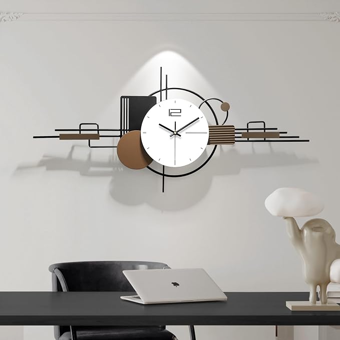 Modern Wall Clock for Living Room, Large Decorative Wall Clock, Creative Silent by HEBOIXHOMEDECOR