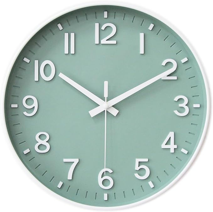 HZDHCLH Green Wall Clocks Battery Operated, 12 inch Silent Non Ticking Modern by HZDHCLH