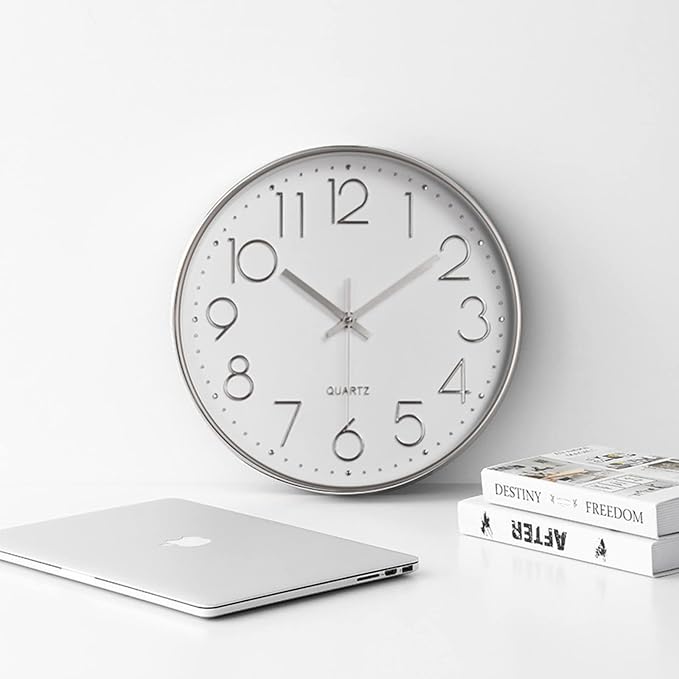 Tosnail 12 Inches Round Silent Non Ticking Quartz Wall Clock - Image 8