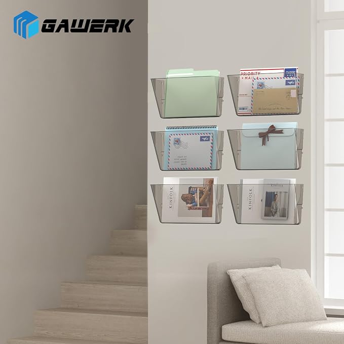 Gawerk Clear Acrylic Single Pocket, Plastic Hanging Wall Mount File Holder - Image 6