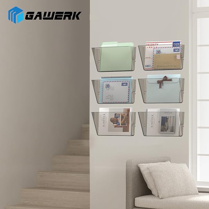 Gawerk Clear Acrylic Single Pocket, Plastic Hanging Wall Mount File Holder - Image 6