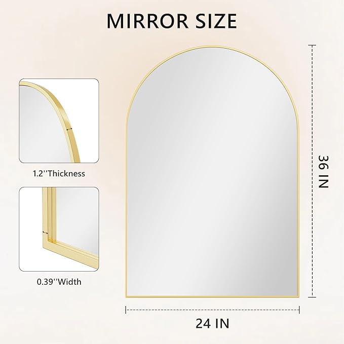 Arched Bathroom Mirror for Wall, HD Glass Over Sink for Bathroom - Image 7