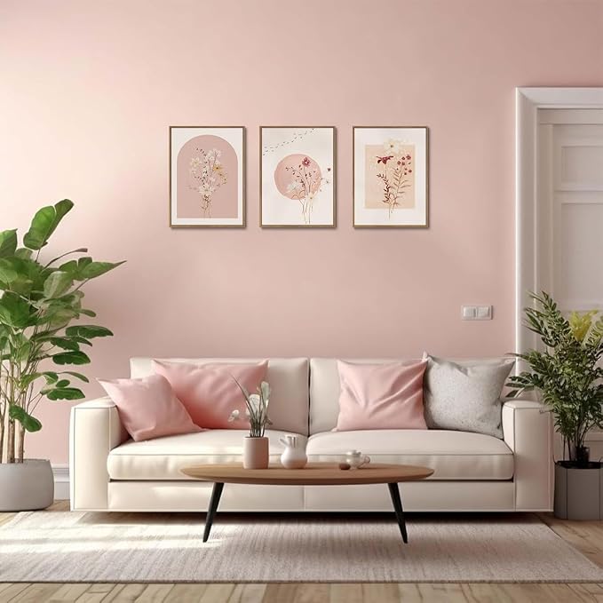 KISSFOX 3 Piece Framed Wall Art Botanical Wall Decor Pink Flower Pictures - Image 2