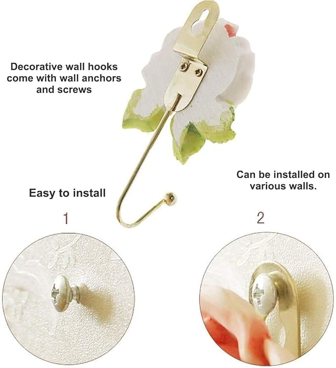 3 Pack Pink Flower Decorative Hooks - Image 6