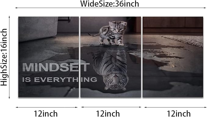 Mindset is Everything Motivational Wall Art, KAWAHONE Inspirational - Image 2