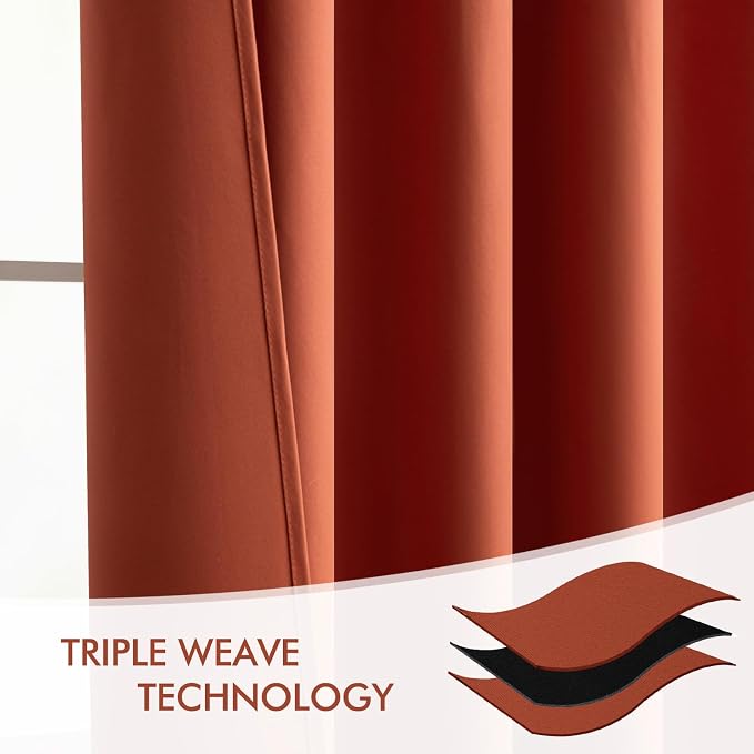 MIULEE Back Tab Burnt Orange Blackout Curtains 90 Inch Long 2 Panels Set - Image 7