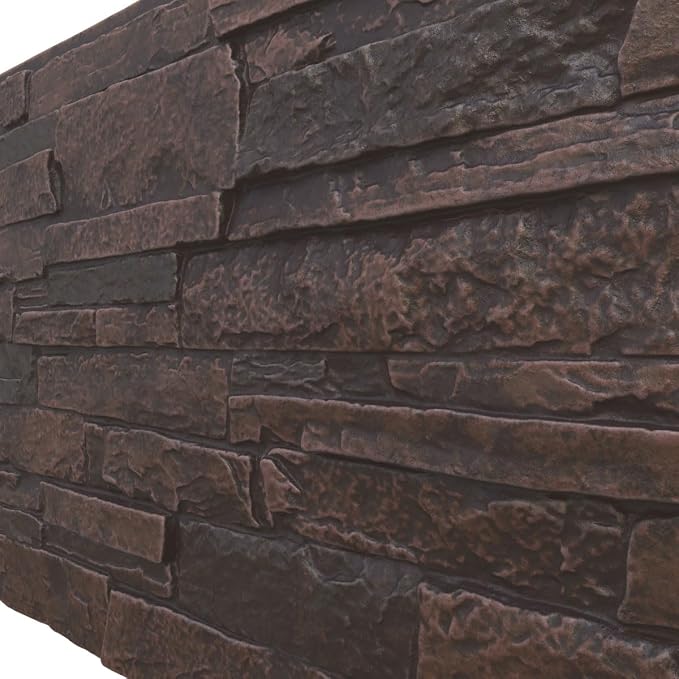 EverStone Acadia Ledge Faux Stone Panel, Dark Tobacco Color - Image 7
