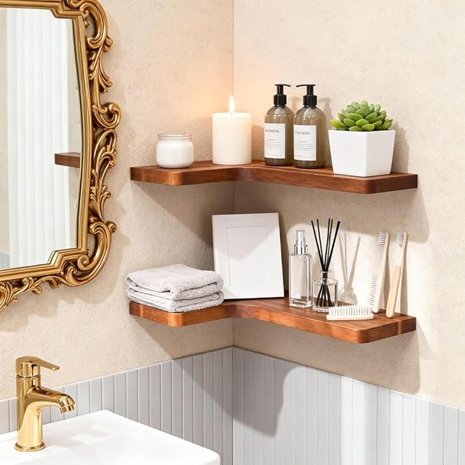 Floating Corner Shelves, Wall Shelf Set of 2, Shelves - Image 7