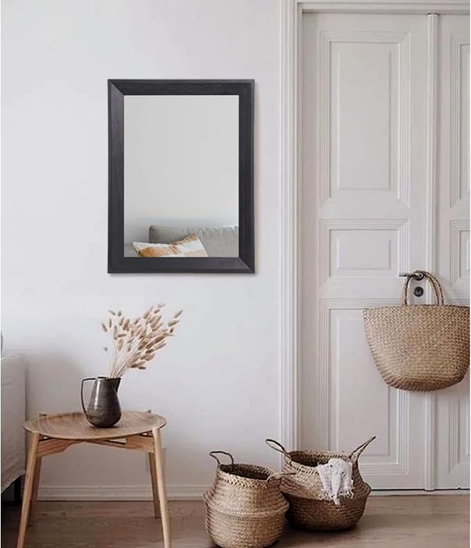 AAZZKANG Black Mirrors for Wall Rectangle Wood Framed Large 20"x16" Decorative - Image 5